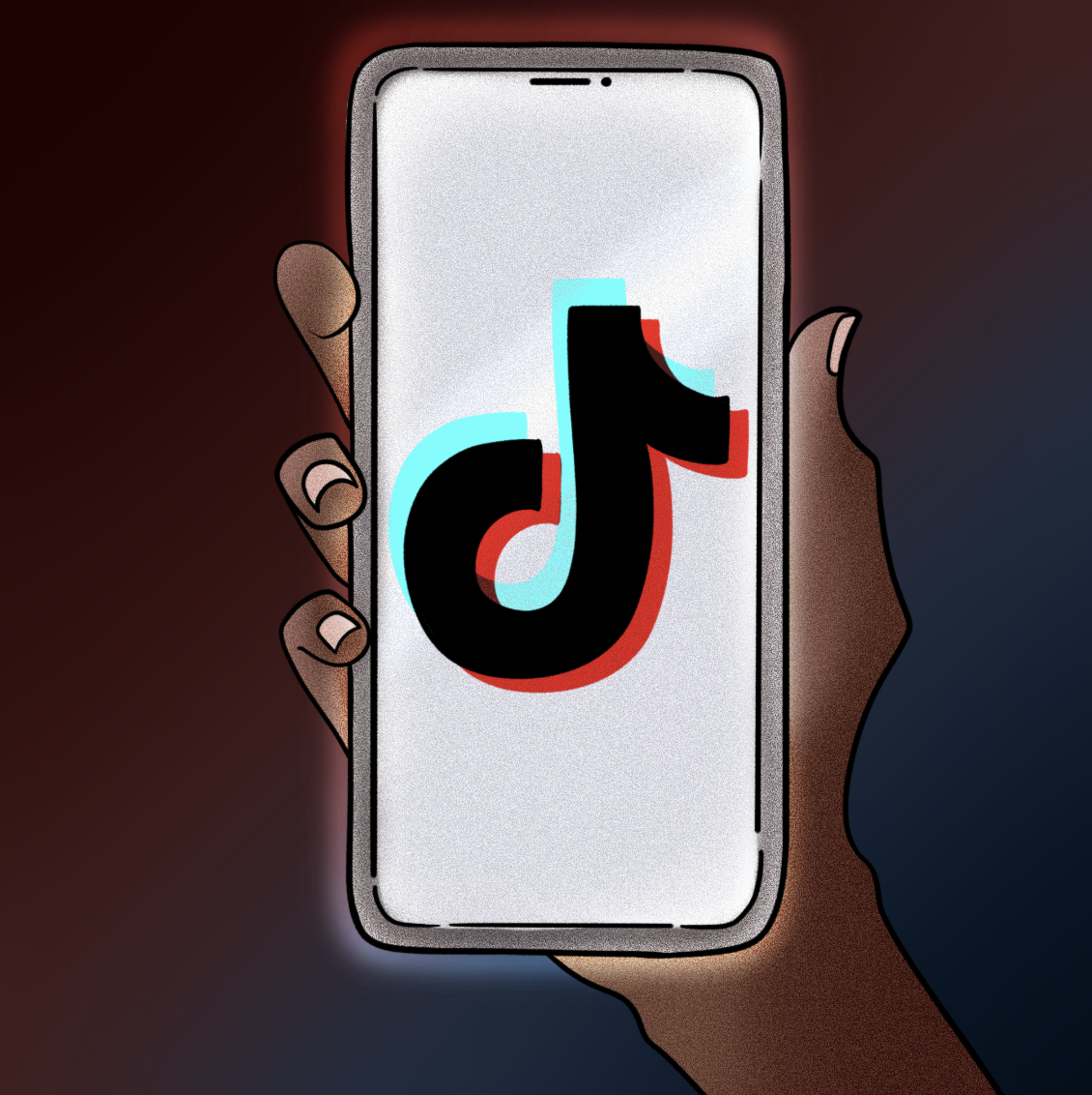 The popular app TikTok glows on a student's phone, luring the user back in for a few more minutes of scrolling.
